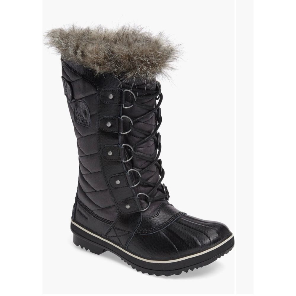 Sorel Tofino II Black Waterproof Boots with Fur Trim